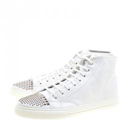 Gucci White Studded Leather California High Top Sneakers Size 48