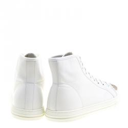 Gucci White Studded Leather California High Top Sneakers Size 48