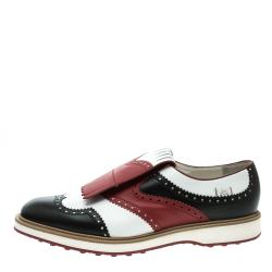 Gucci Tricolor Brogue Leather Fringed Golf Oxfords Size 47