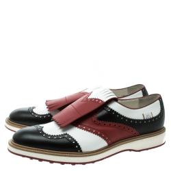 Gucci Tricolor Brogue Leather Fringed Golf Oxfords Size 47