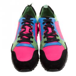 Gucci Multicolor Canvas and Suede Icaro Sneakers Size 49