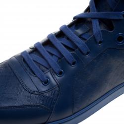 Gucci Blue Leather Diamante High Top Sneakers Size 47.5