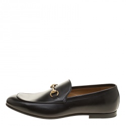 Pre Owned Gucci Black Leather Jordaan Horsebit Loafers Size 43