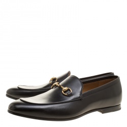 Pre Owned Gucci Black Leather Jordaan Horsebit Loafers Size 43