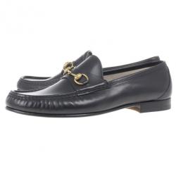 مملوكة مسبقًا Gucci Black Leather 1953 Horsebit Loafers Size 45.5
