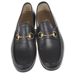 مملوكة مسبقًا Gucci Black Leather 1953 Horsebit Loafers Size 45.5