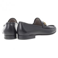 مملوكة مسبقًا Gucci Black Leather 1953 Horsebit Loafers Size 45.5