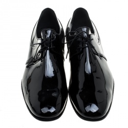 Gucci Black Patent Leather Lace Up Derby Size 45