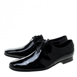 Gucci Black Patent Leather Lace Up Derby Size 45