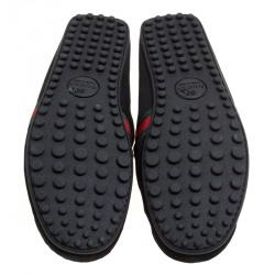 Gucci Black Suede Web Trim Detail Loafers Size 46.5