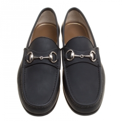Gucci Black Leather 1953 Horsebit Loafers Size 40