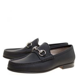 Gucci Black Leather 1953 Horsebit Loafers Size 40