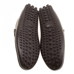 مملوكة مسبقًا Gucci Brown Leather Diamante Detail Loafers Size 44.5