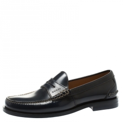 Gucci Blue Polished Leather Penny Loafers Size 41
