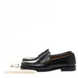 Gucci Blue Polished Leather Penny Loafers Size 41