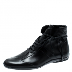 مملوكة مسبقًا Gucci Black Leather Lace Up Ankle Boots Size 40.5
