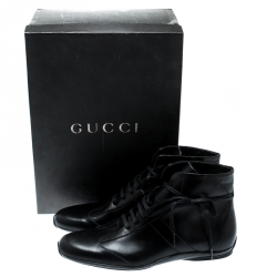 مملوكة مسبقًا Gucci Black Leather Lace Up Ankle Boots Size 40.5