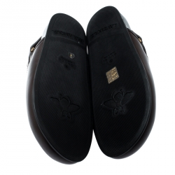 Gucci Brown Leather River Horsebit Slippers Size 42