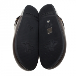 Gucci Brown Leather River Horsebit Slippers Size 43