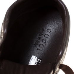 Gucci Brown Guccissima Leather Web Detail Lace High Top Sneaker Size 42.5