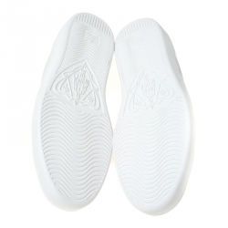 مملوكة مسبقًا Gucci White Leather Ace Embroidered Bee Low Top Sneakers Size 42.5