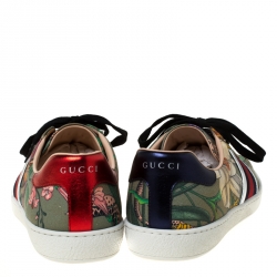 Gucci Multicolor Flora Snake Print New Ace Low Top Sneakers Size 42.5