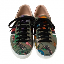 Gucci Multicolor Flora Snake Print New Ace Low Top Sneakers Size 42.5