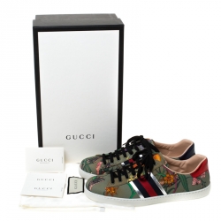 Gucci Multicolor Flora Snake Print New Ace Low Top Sneakers Size 42.5