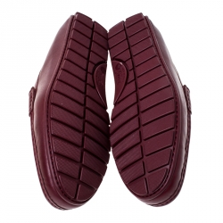 Gucci Burgundy Leather Slip On Loafers Size 42