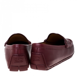 Gucci Burgundy Leather Slip On Loafers Size 42