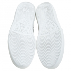 Pre Owned حذاء رياضي غوتشي بحافة منخفضة آيس نجوم ميتاليك جلد أبيض مقاس 41