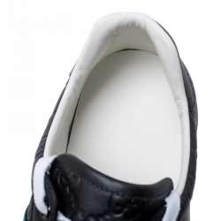 Pre Owned Gucci Black Guccissima Leather Web Detail Lace Up Sneakers Size 41.5