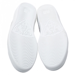 Pre Owned Gucci Black Guccissima Leather Web Detail Lace Up Sneakers Size 41.5