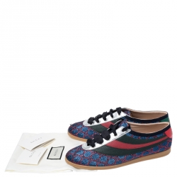 Gucci Multicolor Jacquard Fabric And Leather Web GG Low Top Sneakers Size 45