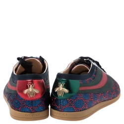 Gucci Multicolor Jacquard Fabric And Leather Web GG Low Top Sneakers Size 45