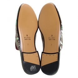 Gucci Multicolor GG Supreme Monogram Coated Canvas Tian Princetown Flat Mules Size 41