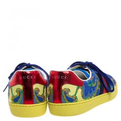 Gucci Multicolor Floral Jacquard Fabric Ace Low Top Sneakers Size 41.5