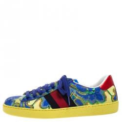 Gucci Multicolor Floral Jacquard Fabric Ace Low Top Sneakers Size 41.5