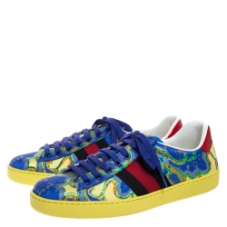 Gucci Multicolor Floral Jacquard Fabric Ace Low Top Sneakers Size 41.5