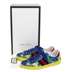 Gucci Multicolor Floral Jacquard Fabric Ace Low Top Sneakers Size 41.5