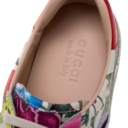 مملوكة مسبقًا Gucci Multicolor Floral Snake Print Leather Ace Sneakers Size 42