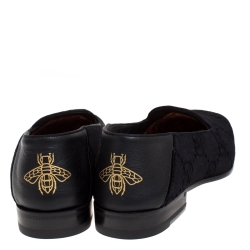 Gucci Black GG Velvet and Leather Smoking Slippers Size 40