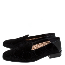 Gucci Black GG Velvet and Leather Smoking Slippers Size 40