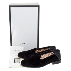 Gucci Black GG Velvet and Leather Smoking Slippers Size 40