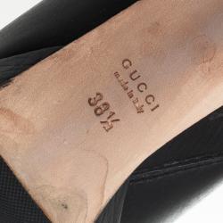 Pre Owned Gucci Black Leather 'Cellarius' Horsebit Detail Ankle Boots Size 38.5