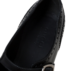 Gucci Black Brogue Leather Queercore Monk Strap Loafers Size 41