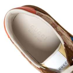 Gucci Brown GG Canvas and Suede Web G74 Sneakers Size 46