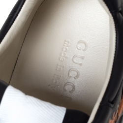 Gucci Black Leather Tiger Print Rhyton Platform Sneakers Size 40