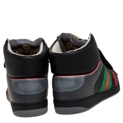 Gucci Multicolor Perforated Leather Web Screener High Top Sneakers Size 45