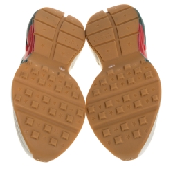 Pre Owned حذاء رياضى غوتشى منخفض من الأعلى ريتون ويب جلد كريمى مقاس 44